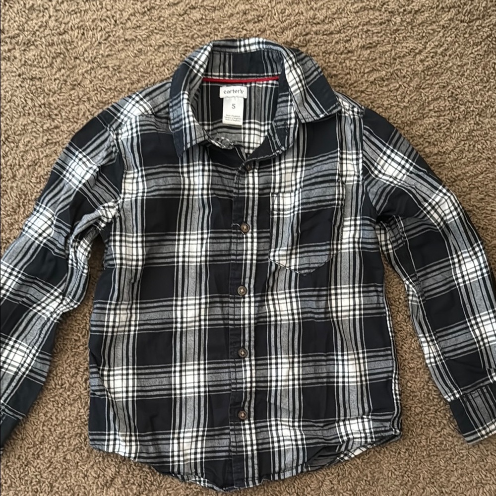 Carter's Black Plaid Kids Shirt